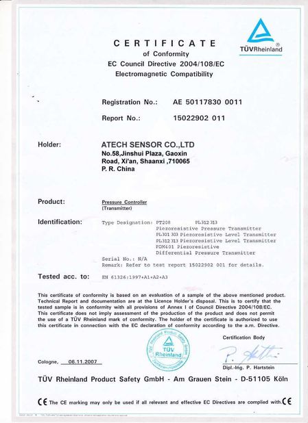 China Atech sensor Co.,Ltd Certificaciones