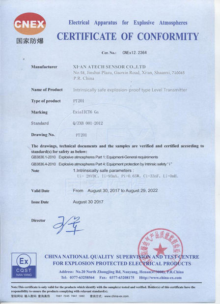 China Atech sensor Co.,Ltd Certificaciones